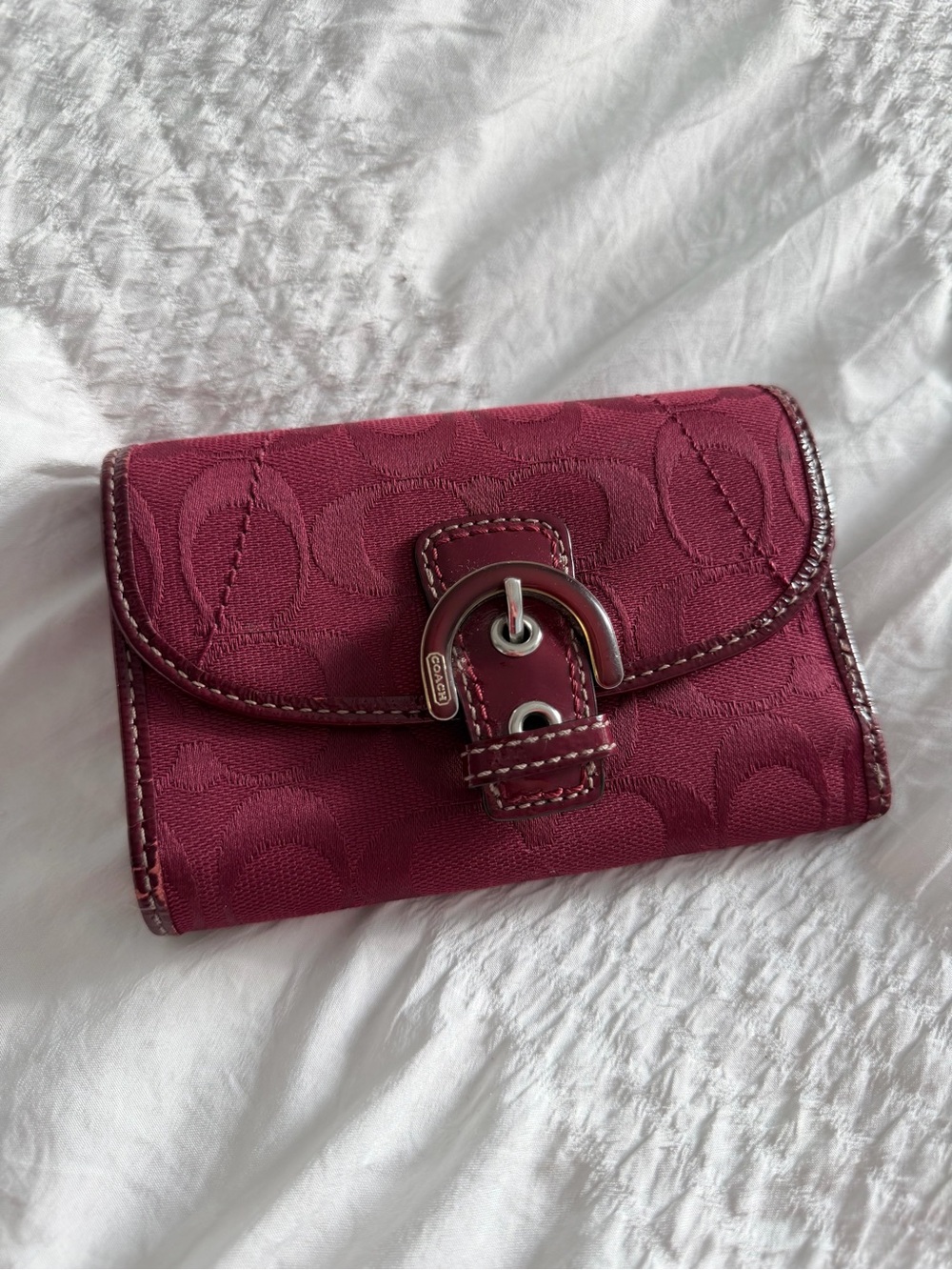RARE Vintage COACH Burgandy Canvas Soho Wallet